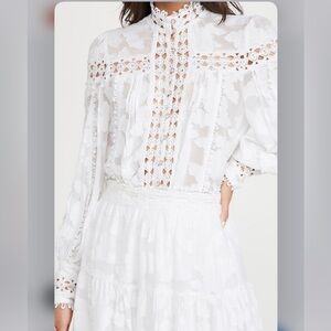 RAHI Women's Medium M Poppy Ana Crochet Sweet Blouse White 0259511206